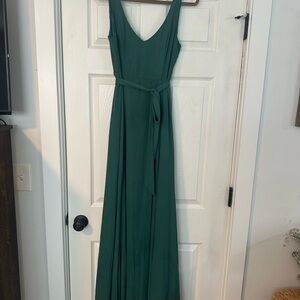 Green Maxi Sundress with Sleeveless Design and V-Neck for Wedding Guest
